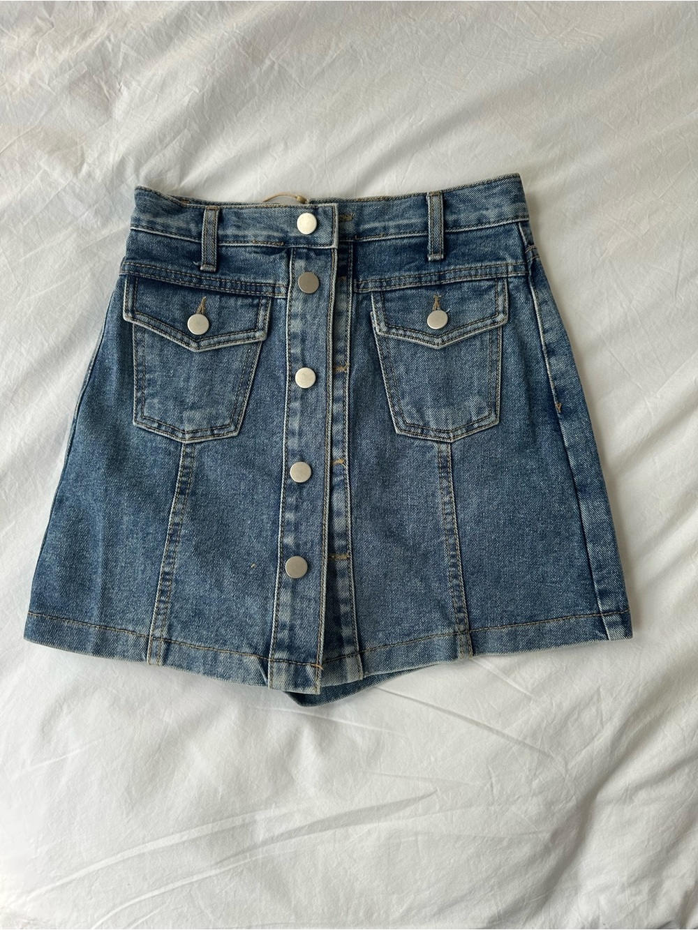 The Frankie Shop Denim Button Skirt